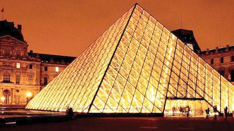 Louvre Museum glass pyramid in Paris