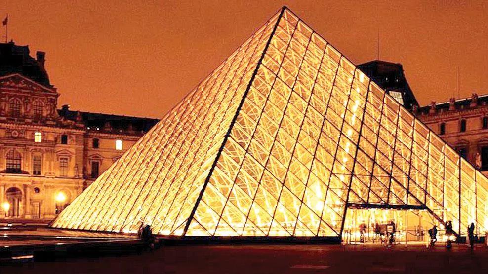 Louvre Museum glass pyramid in Paris