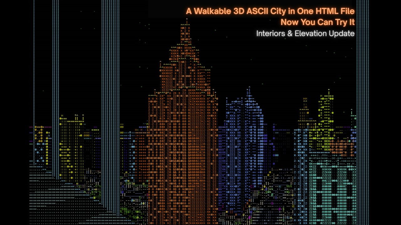 Lone Game Dev Builds an Explorable Cyberpunk City Almost Entirely Out of ASCII Characters